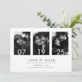 Moderne elegante Typografie | 4 FOTO SAVE THE DATE Einladung (Stehend Vorderseite)