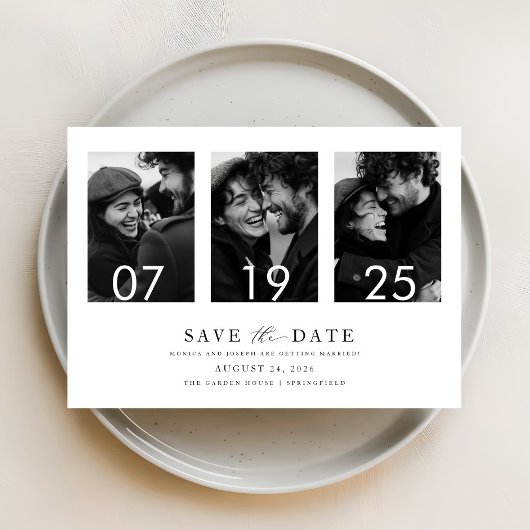 Moderne elegante Typografie | 4 FOTO SAVE THE DATE Einladung