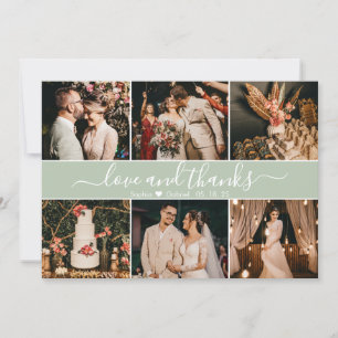 Moderne elegante Typografie 6 FotoCollage Dankeskarte