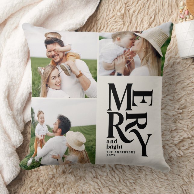 Moderne, elegante Typografie aus mehreren Fotos Kissen (Decke)