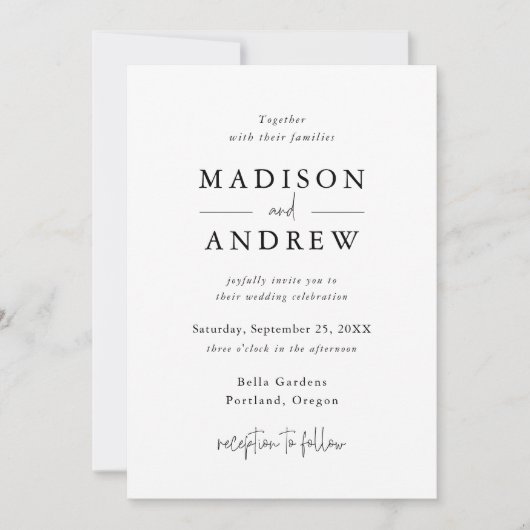 Moderne elegante Typografie Einladung (Vorderseite)