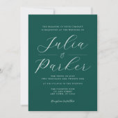 Moderne elegante Typografie Emerald Green Wedding Einladung (Vorderseite)