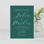 Moderne elegante Typografie Emerald Green Wedding Einladung (Stehend Vorderseite)