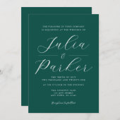 Moderne elegante Typografie Emerald Green Wedding Einladung (Vorne/Hinten)