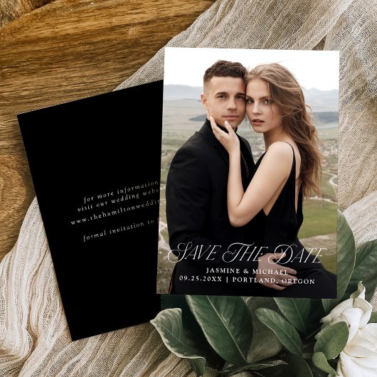 Moderne, elegante Typografie-Foto Hochzeit Save The Date