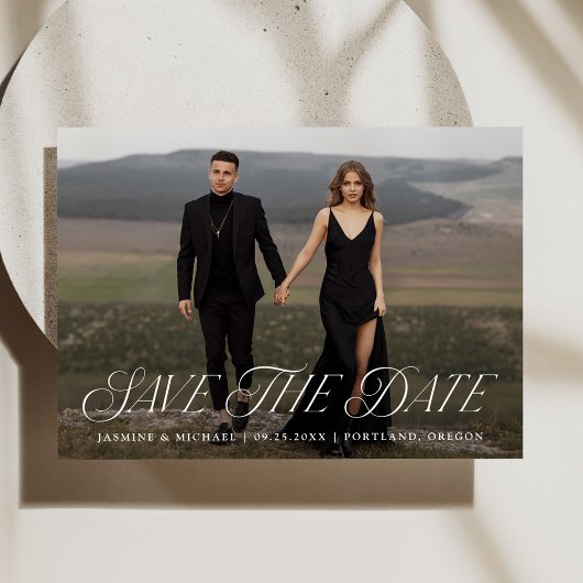 Moderne, elegante Typografie-Foto Hochzeit Save The Date