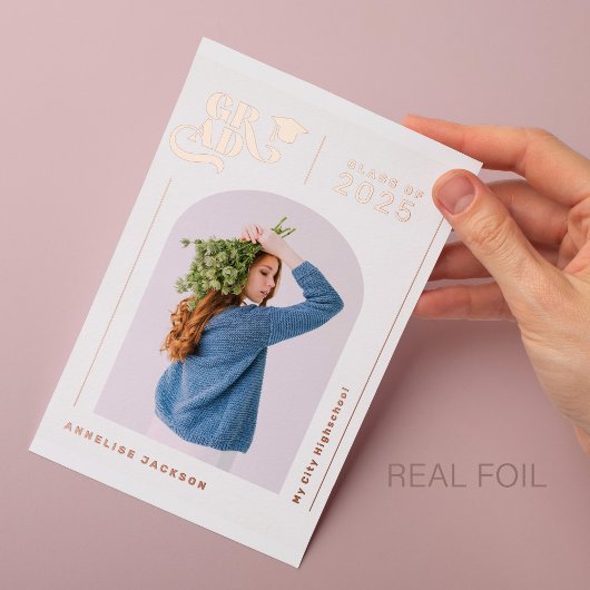 Moderne, elegante Typografie Foto Jahr Graduierte Folieneinladung