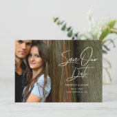 Moderne elegante Typografie-Foto Save the Date-Kar Date (Stehend Vorderseite)