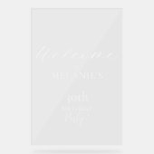 Moderne Elegante Typografie Geburtstag Willkommen Acrylschild (Vorderseite)