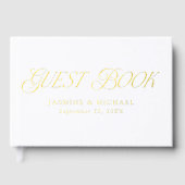 Moderne elegante Typografie-Hochzeit Gästebuch (Vorderseite)