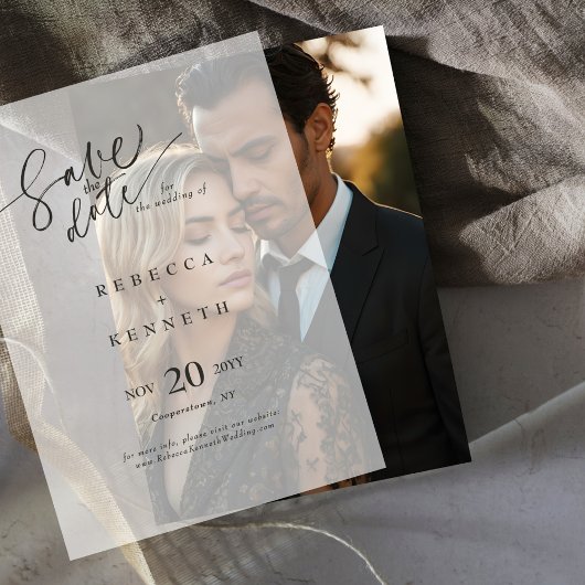 Moderne, elegante Typografie-Hochzeit spart das Da Pergament Einladungen