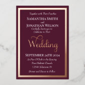 Moderne, elegante Typografie Lila Rose Goldhochzei Folieneinladung (Vorderseite)