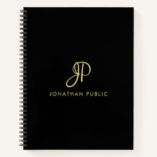 Moderne elegante Typografie Monogramm Gold & Schwa Notizblock