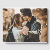 Moderne, elegante Typografie-Namen Foto Hochzeit Gästebuch (Rückseite)