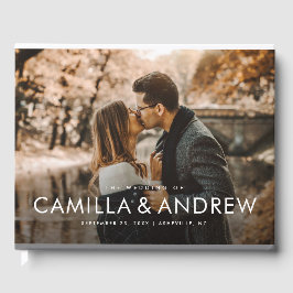 Moderne, elegante Typografie-Namen Foto Hochzeit Gästebuch