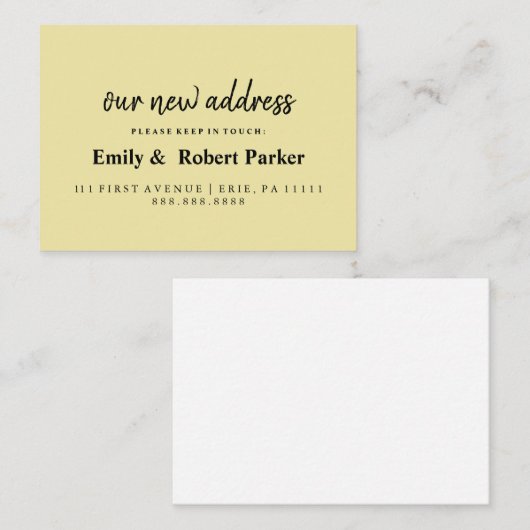 Moderne elegante Typografie - Neue Adresse Begleitkarte (Vorne/Hinten)