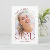 Moderne Elegante Typografie Rot 2 Foto Arch Grad Ankündigung (Stehend Vorderseite)