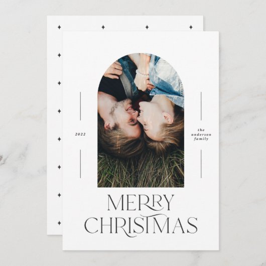 Moderne elegante Typografie schwarz + weiß Weihnac (Vorne/Hinten)