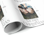 Moderne elegante Typografie schwarz + weiß Weihnac Geschenkpapier (Rolleneckpunkt)