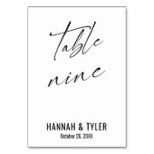 Moderne elegante Typografie Table Nine Tischnummer (Rückseite)