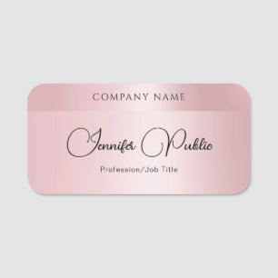 Moderne elegante Typografie Template Rose Gold Namensschild