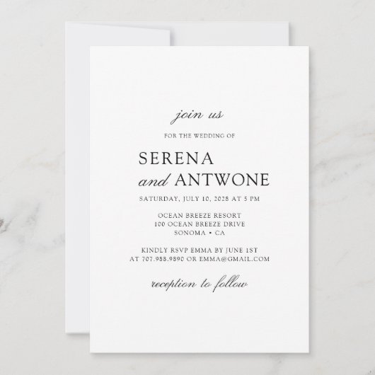 Moderne, elegante Typografie und Foto-Hochzeit Einladung (Vorderseite)