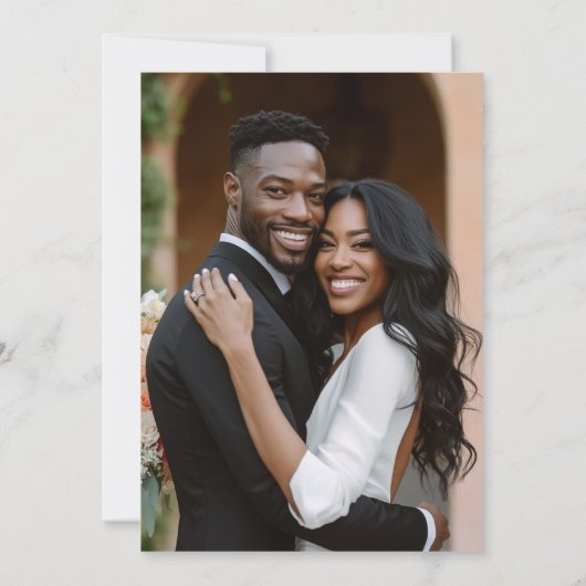 Moderne, elegante Typografie und Foto-Hochzeit Einladung (Rückseite)