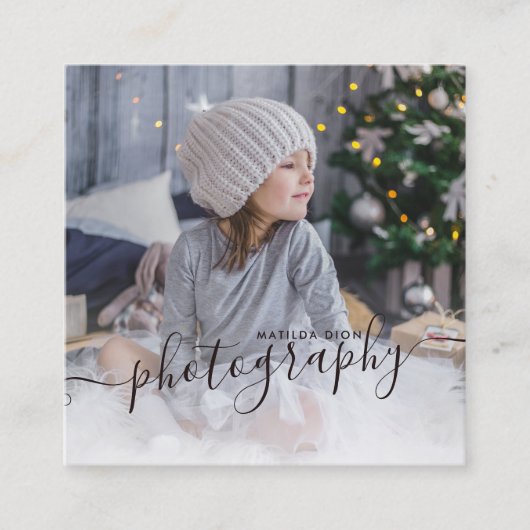 Moderne, elegante und einfache Fotografie Quadratische Visitenkarte (Vorderseite)