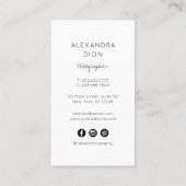 Moderne, elegante und einfache Fotografie Visitenkarte (Rückseite)