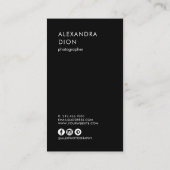 Moderne, elegante und einfache Fotografie Visitenkarte (Rückseite)