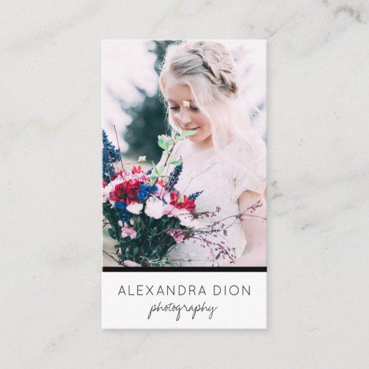 Moderne, elegante und einfache Fotografie Visitenkarte (Vorderseite)