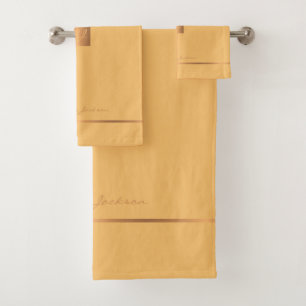 Moderne, elegante und mit Monogramm Streifen Badhandtuch Set