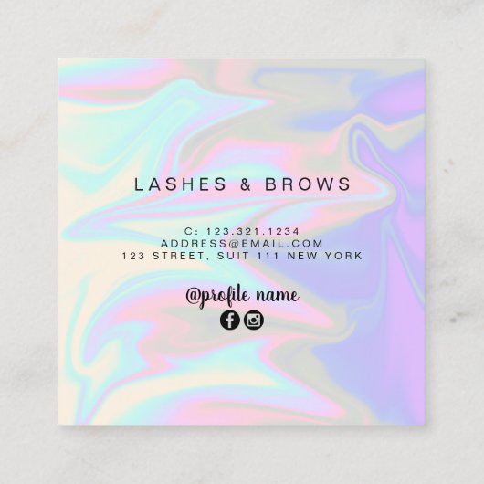 Moderne, elegante und stilvolle Hick-Hologramm-Has Quadratische Visitenkarte (Rückseite)