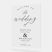 Moderne elegante und transparente Hochzeit Willkom Acrylschild (Winkel)