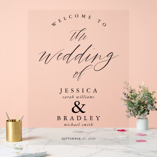 Moderne elegante und transparente Hochzeit Willkom Acrylschild (Hochzeit)