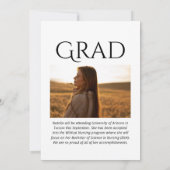 Moderne Elegante Uni oder High School Abschluss Ankündigung (Rückseite)