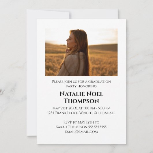 Moderne Elegante Uni oder High School Abschluss Einladung (Rückseite)