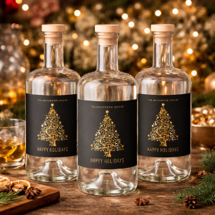 Moderne elegante Unternehmens- Goldene Weihnachtsf Alkoholflaschenetikett
