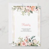 Moderne, elegante, üppige Blumen boho und goldenes Einladung (Rückseite)