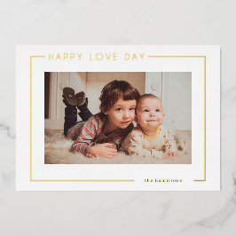 Moderne, elegante Valentinische Fotokarte Folien Feiertagskarte