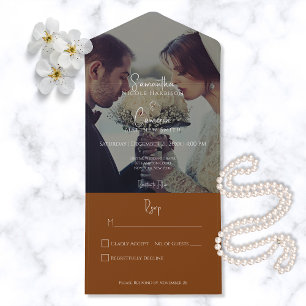 Moderne Elegante Verbrannte Orange Rost Foto Keine All In One Einladung