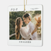 Moderne elegante verlobte 2-Foto-Erinnerung Keramikornament (Links)