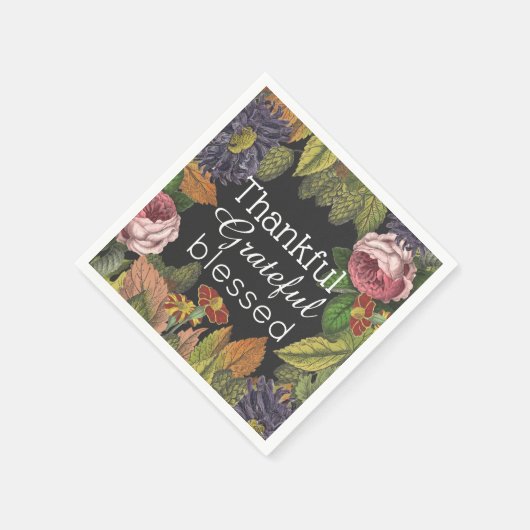Moderne Elegante Vintage Blume Erntedank Serviette (Ecke)