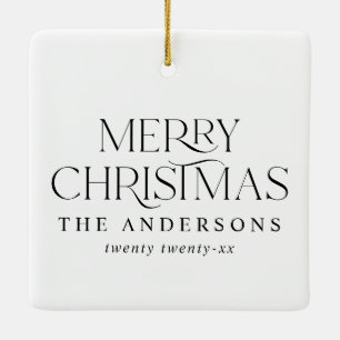 Moderne elegante Vintage-Foto-Weihnachten Keramikornament