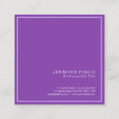 Moderne Elegante Violet Seide Finish Luxe Quadratische Visitenkarte (Rückseite)