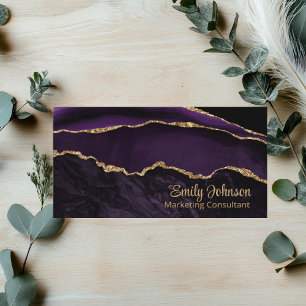 Moderne elegante violette Achat-Gold-Glitter Visitenkarte