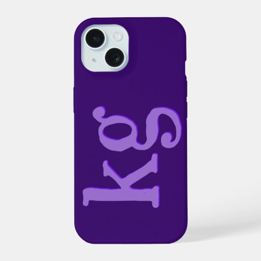 Moderne elegante violette Monogramm-Initialen iPhone 15 Hülle (Rückseite)