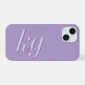 Moderne elegante violette Monogramm-Initialen iPhone 15 Hülle (Rückseite (Horizontal))