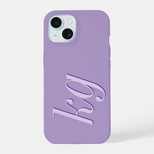 Moderne elegante violette Monogramm-Initialen iPhone 15 Hülle (Rückseite)