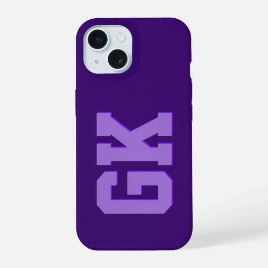 Moderne elegante violette Monogramm-Initialen iPhone 15 Hülle (Rückseite)